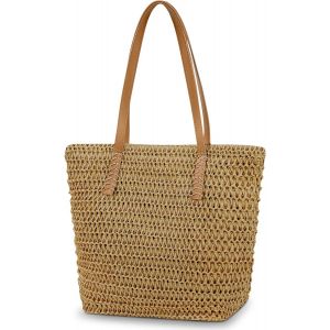 RFCBC-Sac à bandoulière en paille pour femme, sac de plage, grand sacs à main à fermeture éclair, sacs fourre-tout bohème d'été, pour l'extérieur, les voyages et la plage - Neuf