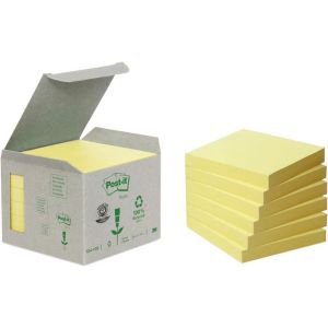 Notes Autocollantes,Recyclés,Pack De 6 Blocs,100 Feuilles Par Bloc,76 Mmx76 Mm,Jaune Pastel-Notes Autocollantes Fabriquées À Partir De Papier 100% Recyclé - Neuf