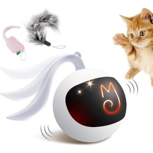 Jouet Balle Interactive Pour Chat, Traqueur Amusant, Balle De Poursuite Lumineuse Avec Pochette Mystichaser, Queue Duveteuse, Une Petite Souris - Neuf