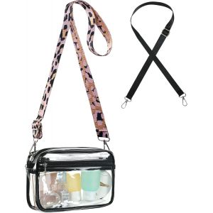 TZF-Sacoche Transparente, Sac &agrave; Bandouli&egrave;re Transparent, Pochette &agrave; Bandouli&egrave;re Imperm&eacute;able Approuv&eacute; par Les Stades avec Sangle r&eacute;glable, PVC Clear Messenger Bag pour Voyage Sport - Neuf