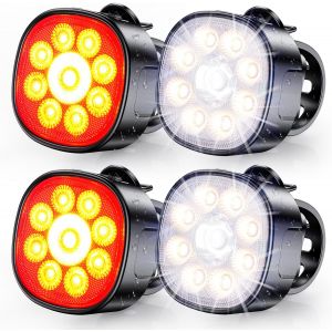 Subzonal-Lumiere Velo Spot & Faisceau D'inondation, &Eacute;clairage V&eacute;lo Avant Et Arri&egrave;re Rechargeable Usb, 8+7 Modes Lampe Velo Moto Led Puissantes &Eacute;tanche Ip65 Pour Vtt, Trotinette Electrique, Jour/Nuit - Neuf