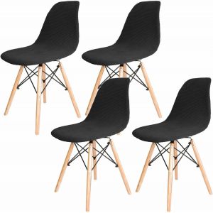 Eryi-Lot De 4 Housse De Chaise De Salle À Manger Extensible, Moderne Lavable Universel Couverture De Chaise De Cuisine Décor De Cuisine Maison, Noir - Neuf