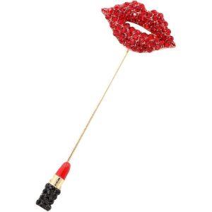 Broche Vintage, Rouge À Lèvres Pour Femme, Incrustée De Strass, Pour Pull, Chemise, Jupe, Pantalon, Écharpe, Revers, Veste En Jean, Col, Sac, Badge De Poitrine, Cadeau De Noël - Neuf