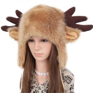 Chapeau De Noël Elk Horn De Fausse Fourrure En Peluche Chaud Moelleux Chapeau D'hiver - Neuf
