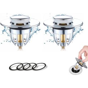 YEMAESRE-2 Pièces Bonde De Lavabo Pop-Up, Filtre De Vidange Pour Lavabo, Bouchon Lavabo Cuisine, Convient Pour La Pr D'Évier De Salle De Bain De Cuisine, Pour Les Trous De 33 À 38Mm - Neuf