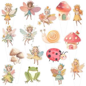 Lot De 48 Décorations De Cupcakes D'anniversaire En Forme De Fée,Double Face,Pour Gâteau,Décorations De Gâteaux,Fournitures De Décoration De Gâteaux De Fée,Décorations De Cadeaux De Fête - Neuf