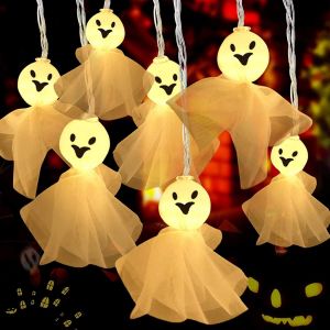 (Non Inclus), Noël, Halloween Fantôme Chaîne De Lumières, 3m 20 Led Chaîne De Lumières, Ghost Poupée Chaîne De Lumières Journée Ensoleillée, Décoration De Salle - Neuf