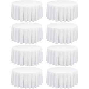 Mevronisshop-Lot De 8 Nappes Noir Rondes 90 Pouces/ 229cm En Polyester Nappe Ronde En Polyester Noir Nappes Résistantes Aux Plis Et Aux Taches Pour Réception De Mariage Salle À Manger Banquet Buffet, - Neuf