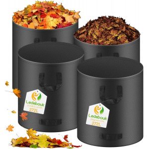 MEVRONISSHOP-4x Sacs de Jardin Ind&eacute;chirables, 272 L Sac Jardinage D&eacute;chets, Autoportant, Big Bag avec Poign&eacute;es, &Eacute;tanche, Pliable et R&eacute;utilisable, Sac V&eacute;g&eacute;taux Jardin 200 g/m&sup2;, Adapt&eacute; Aux Feuilles, &agrave; L - Neuf