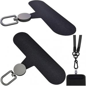 TIANYI-Handy Patch Lot de 2 patchs rotatifs &agrave; 360&deg; pour t&eacute;l&eacute;phone portable - Patins m&eacute;talliques avec design rotatif - Pour cha&icirc;ne de t&eacute;l&eacute;phone portable - Noir - Neuf