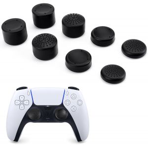 Thumbsticks Cap Pour Manette Ps5 Ps4 Xbox,8 Pièces Silicone Capuchons De Joystick Pour Ps5/Ps4,Conception Courte Et Haute À Réduire Pouce Fatigue,Noir.[E679] - Neuf