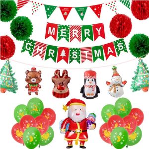 ChicSlick-Set De 31 Pièces Ballons De Noël, Kit De Décoration En Aluminium Pour Fête De Noël[X2480] - Neuf