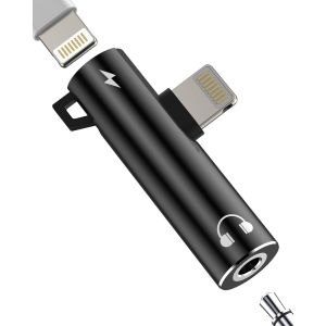 THEF-Adaptateur Lightning Jack Vers 3.5mm 2 en 1 Connecteur écouteurs Et Chargeur Pour IPhone 14 13 12 Pro Max Pour Apple Pour IPad Prise Audio Casque Splitter Câble AUXiliaire Appareil Voiture Acces - Neuf