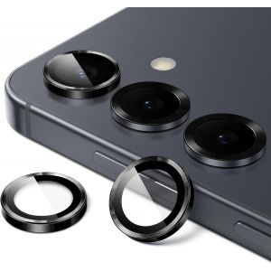 KALANKA-Protection Objectif Cam&eacute;ra pour Samsung Galaxy S25 5G, &Eacute;tui Housse en Verre Tremp&eacute; 9H Anneau Individuel en M&eacute;tal, Plateau d'Installation Facile, HD Transparent, 1 S&eacute;rie (Noir) - Neuf