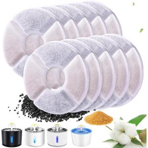 Kalanka-Filtre Fontaine Eau Chat, 10pcs Filtres De Fontaine &Agrave; Eau Remplacement Round Rechange Filtre De Chien/Chat, De Fontaine D'animal Familier Avec Charbon Actif - Neuf