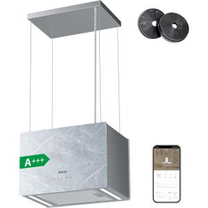 CHECARZHN--NO1-A+++ Hotte Aspirante Ilôt 700 M³/H - 3 Vitesses Et Fonction Boost - Commande Tactile & Wi-Fi - Verre Dépoli Marbré - 48 Cm¿ Cbcw4850 - Neuf