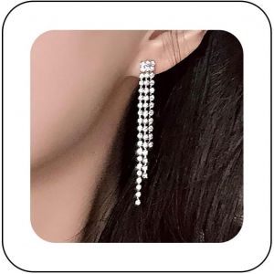 Boucles D'oreilles Longues En Cristal Pailleté Boucles D'oreilles Pendantes Chandelier Mariage Boucles D'oreilles Cristal Pailleté Boucles D'oreilles Pendantes En Cristal Bijoux Pour Femmes - Neuf
