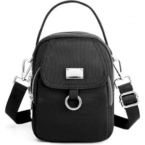 RFCBC-1 sac à bandoulière pour femme, sac pour téléphone portable à une épaule, multi-poches, étanche, petit sac à bandoulière pour téléphone portable, en nylon, sac de voyage pour femme (noir), Noir - Neuf