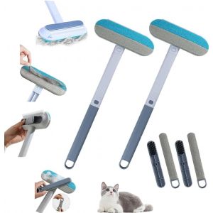 KALANKA-2 PCS 4 in 1 Pet Hair Remover,Multifunctional Hair Removal Brush, R&eacute;utilisable Brosse Anti Poils Animaux,Longue Poign&eacute;e Ramasse Poils Animaux,Brosse PoilsAnimaux pour Tapis Canap&eacute; V&ecirc;tements L - Neuf