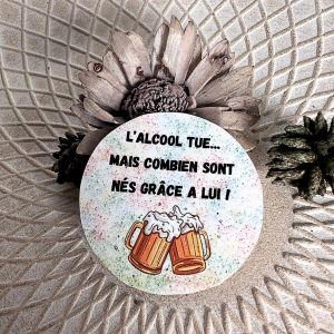 Sticker Personnalis&eacute; - Alcool - N&eacute;s Gr&acirc;ce &Agrave; Lui - Fait Main - Neuf