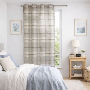 Voilage Fantaisie &Agrave; Rayures Horizontales De Diff&eacute;rentes Tailles - Neuf