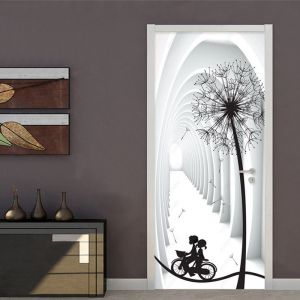 Autocollant De Porte 77x200cm, Papier Peint 3d Effet Trompe-L'oeil (Style 1) - Neuf