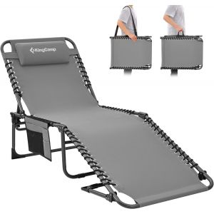 Bain De Soleil Pliants 5 Positions Réglable,Chaise Longue Inclinable Pliable,Lit De Camping Pliant Avec Oreiller Poche Charge Max 180kg Transat De Relaxation Pour Plage Jardin Camping Voyage - Neuf