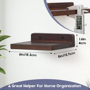 Petite &eacute;tag&egrave;re flottante de 12,7 x 15,2 cm avec rebords pour mur, mini &eacute;tag&egrave;res, &eacute;tag&egrave;re en bois rustique pour chambre &agrave; coucher, salon, salle de bain, cuisine (3, noir) - Neuf