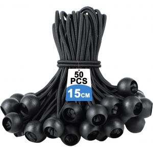 Mevronisshop-Lot De 50 Tendeurs &Eacute;lastiques Avec Boule &iquest; Tendeur De B&acirc;che, Sandow &Eacute;lastique, Corde &Eacute;lastique &iquest; Boucles Extensibles Noires Avec Boule En Plastique Pour B&acirc;ches, Tentes Et Tarps. - Neuf