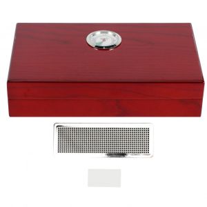 Hjlian Boite De Rangement Portable En Bois De Cedre Avec Hygrometre Pour Cigares, Ideale Pour Les Voyages Et Les Fetes, Rouge - Neuf