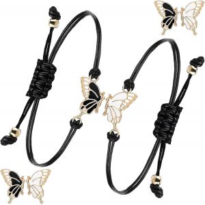 Kal-Lot De 2 Bracelets D'amitié, Bracelets D'amitié, Bracelets D'amitié, Bracelets Pour Filles, Enfants, Couple, Papillon, Bijoux Pour Filles, Cadeaux - Neuf