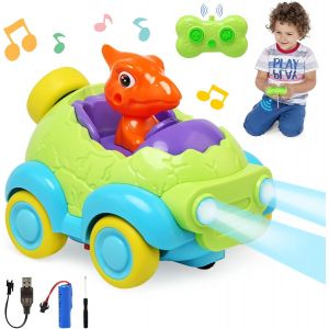 Dinosaure Voiture Télécommandée Enfant, Jouet Enfant 3 4 5 6 7 8 Ans Garçons Filles, Jouet Dinosaure RC Car avec Musique et Lumière Jeux Extérieur Cadeau pour Enfants Tout-Petits 3-10 Ans - Neuf