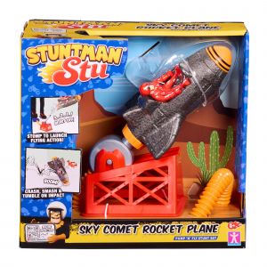 Stuntman Stu Sky Comet Rocket Plane Stampf- und Startspielzeug - Neuf