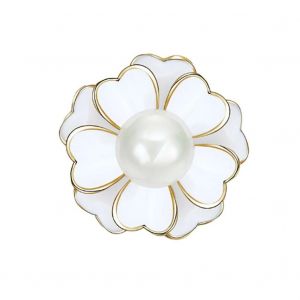 Mode Femmes Fleur Femme Forme Alliage Broche Avec D&eacute;coration De Perle Artificielle Blanc - Neuf