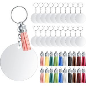 Mevronisshop-80 Pi&egrave;ces Acrylique Porte-Cl&eacute;s Disque Glands Set, Cercle Pendentifs, Transparent Ronde Anneaux De Saut Pour Diy - Neuf