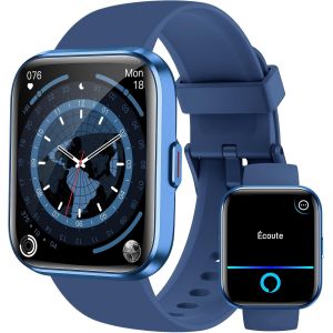 Montre Connectée Femme Homme Appel Bluetooth, 1.8U201d Smartwatch Avec Alexa Intégré, Moniteur De Sommeil Cardiofréquencemètre Spo2, Etanche Ip68 Montre Avec 100 Sportifs Pour Android Ios, Bleu Fonc - Neuf