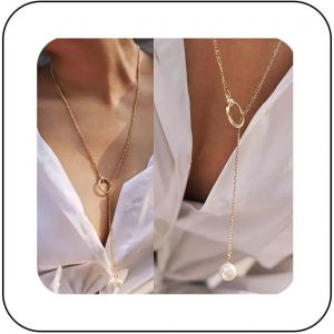 Kal-Boho Perle Y Lariat Collier Or Perle Pendentif Collier Vintage Cercle Perle Y Goutte Collier Géométrique Cercle Collier Chaîne Bijoux Pour Femmes Et Filles - Neuf