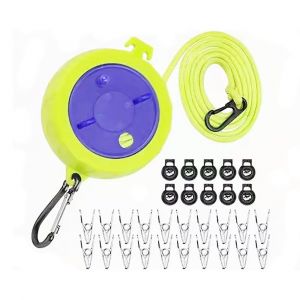 Étendoir à linge de voyage réglable de 9,5 m pour camping, étendoir coupe-vent pour extérieur/intérieur/maison/buanderie/hôtel, avec 20 pinces à linge coupe-vent et 10 butées - Neuf