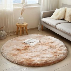 Tianyi-Tapis Rond Salon Moderne Descente De Lit Chambre Grande Tapis Antid&eacute;rapant Pour Maison Salon Chambre Enfant (Blanc Kaki, 80cm) - Neuf