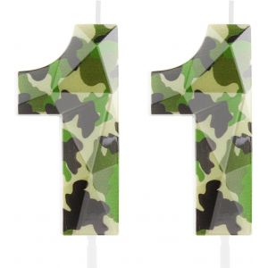 D&eacute;coration De G&acirc;teau D'anniversaire En Forme De Chiffre 11 Sur Le Th&egrave;me De L'arm&eacute;e - Motif Camouflage - Pour 11e Anniversaire De Gar&ccedil;on - Pour F&ecirc;te De Chasse - Motif Camouflage - Neuf