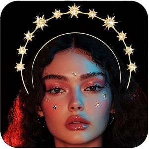 Tzf-Runmi Strass Halo Couronne Bandeau Couches Or &Eacute;toile Couronne Bandeaux D&eacute;esse Halo Couronne Costume Boho Mari&eacute;e Mariage F&ecirc;te Casque Pour Femmes Et Filles - Neuf