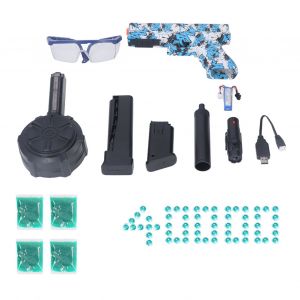 Gel Ball Splatter Blaster Jouet De Boule D'eau Electrique Automatique Ecologique Avec Lampe De Poche Pour Jeu De Tir En Plein Air Graffiti Blue Quarante Mille Perles D'eau - Neuf