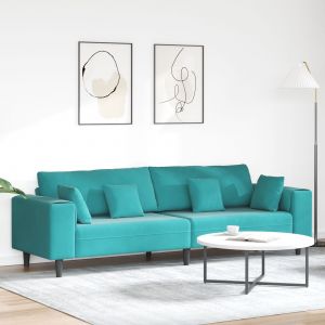 Vidaxl Canapé En Velours Avec Coussin Avec Oreiller Turquoise 208 Cm Velours - Neuf