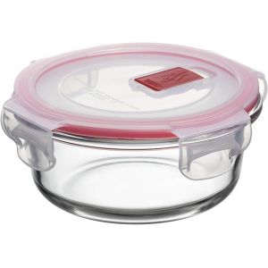 Boîte Alimentaire,De Verre,Hermétique,De 0.4 L,Couvercle À Pince,Sans Bpa,Passe Au Micro-Ondes,Au Four,Au Congélateur Et Au Lave-Vaisselle,Rouge. Mesure. 13,7 X 13,7x 6,2 Cm - Neuf