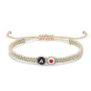 Wekity Initial Bracelet Dames Adolescentes Corde Tress&eacute;e Tress&eacute;e Graduation Cadeau De F&ecirc;te Des M&egrave;res Pour Maman Petite Amie Femme R&eacute;glable 26 Lettres - Neuf