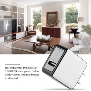 HJLIAN Mini camera HD 1080p avec detection de mouvement et adaptateur secteur USB, enregistreur de vision nocturne, prise US 110-240 V - Neuf