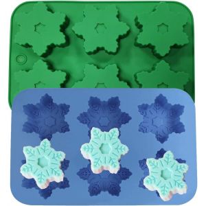 Kal-Flocons De Neige Moules À Gâteau En Silicone, 6 Moules À Pain La Glace Cube Plateau Gâteau Bonbons Chocolat Bricolage À La Main Savon - Neuf
