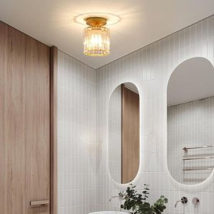 KAL-Luminaires Intérieur, Plafonnier Chambre, Plafonnier E27 12W, Plafonnier Doré, Plafonnier Vintage Pour Salon, Balcon, Entrée (Doré) - Neuf