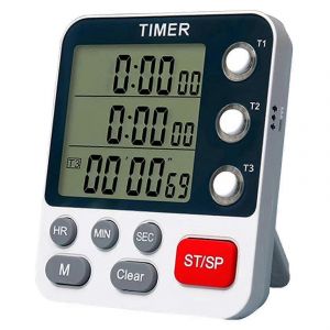 Minuterie De Cuisine Num&eacute;rique &Agrave; 3 Canaux Avec Compte &Agrave; Rebours/Bas,Grand &Eacute;cran Lcd Et Fonction D'alarme Sonore - Neuf