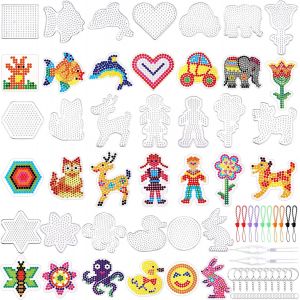 JEXNOVASHOP-Lot de 20 panneaux perfor&eacute;s en plastique transparent en forme d'animal de 5 mm avec 20 cartes color&eacute;es pour enfants - Neuf